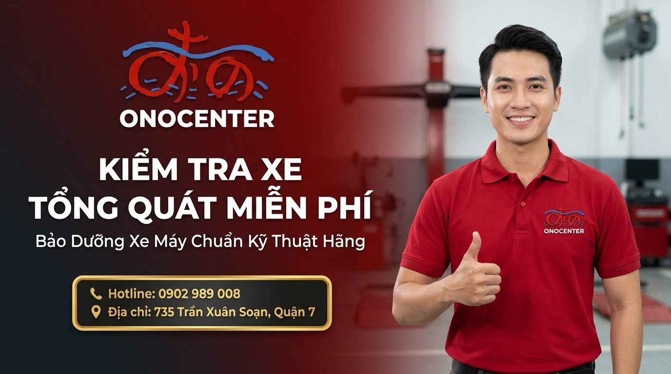 Banner kêu gọi hành động kiểm tra xe máy tổng quát miễn phí tại ONOCENTER Quận 7