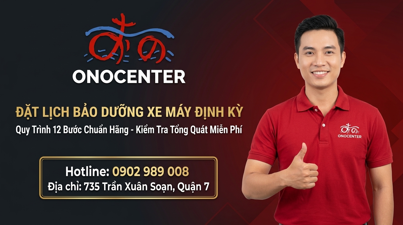 Banner đặt lịch bảo dưỡng xe máy định kỳ tiếp nhận ưu tiên tại ONOCENTER Quận 7