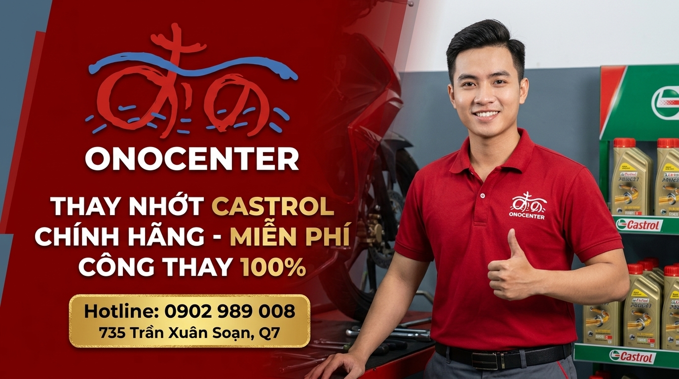 Thay dầu nhớt Castrol chính hãng miễn phí công thay 100% tại ONOCENTER Quận 7