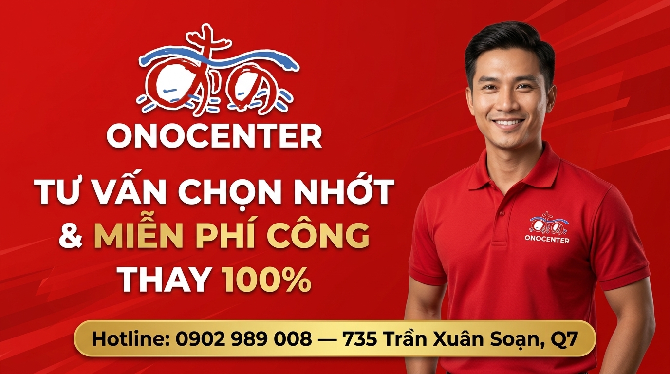 Banner tư vấn chọn dầu nhớt chính hãng miễn phí công thay tại ONOCENTER 735 Trần Xuân Soạn Quận 7
