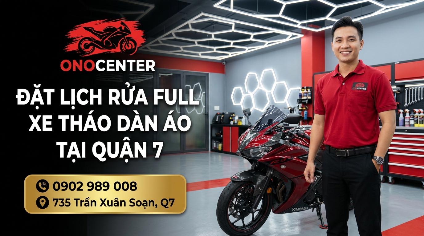 Banner đặt lịch rửa full xe tháo dàn áo detailing tại ONOCENTER Quận 7