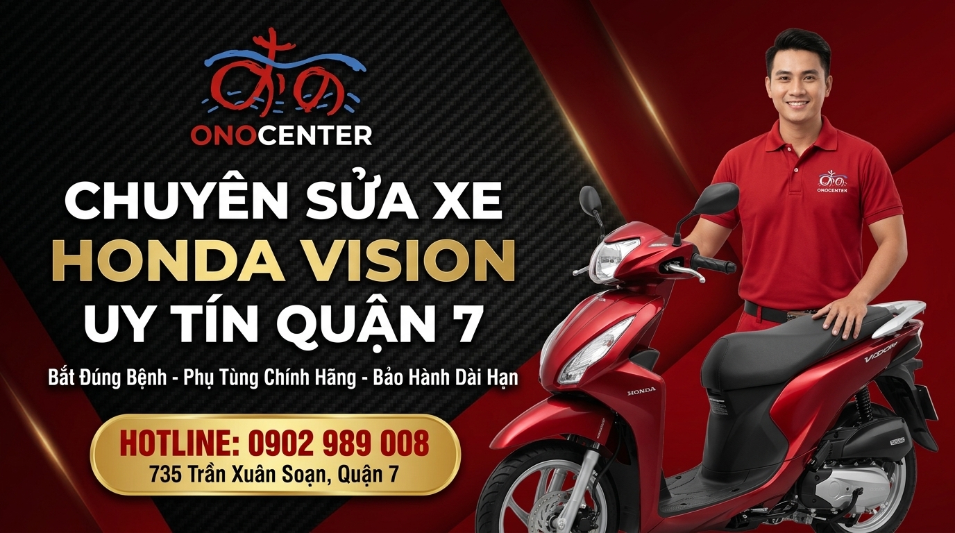 Banner đặt lịch sửa chữa và bảo dưỡng xe Honda Vision uy tín tại ONOCENTER Quận 7