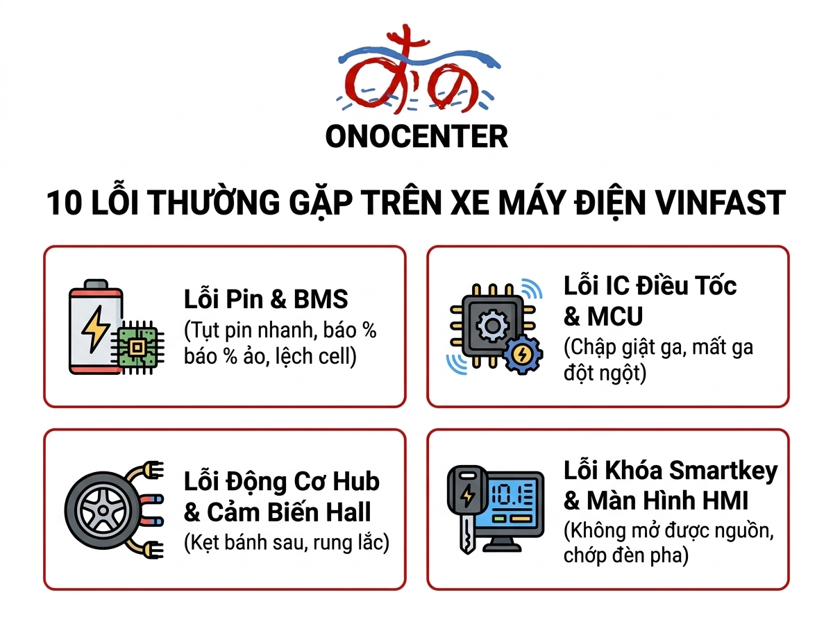 Infographic tổng hợp 10 lỗi thường gặp và giải pháp sửa xe VinFast