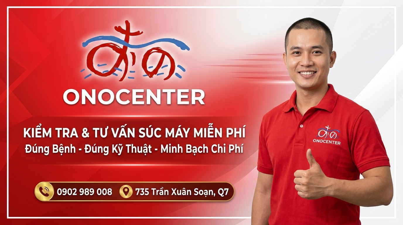 Banner kêu gọi đặt lịch kiểm tra xe máy miễn phí tại trung tâm ONOCENTER Quận 7
